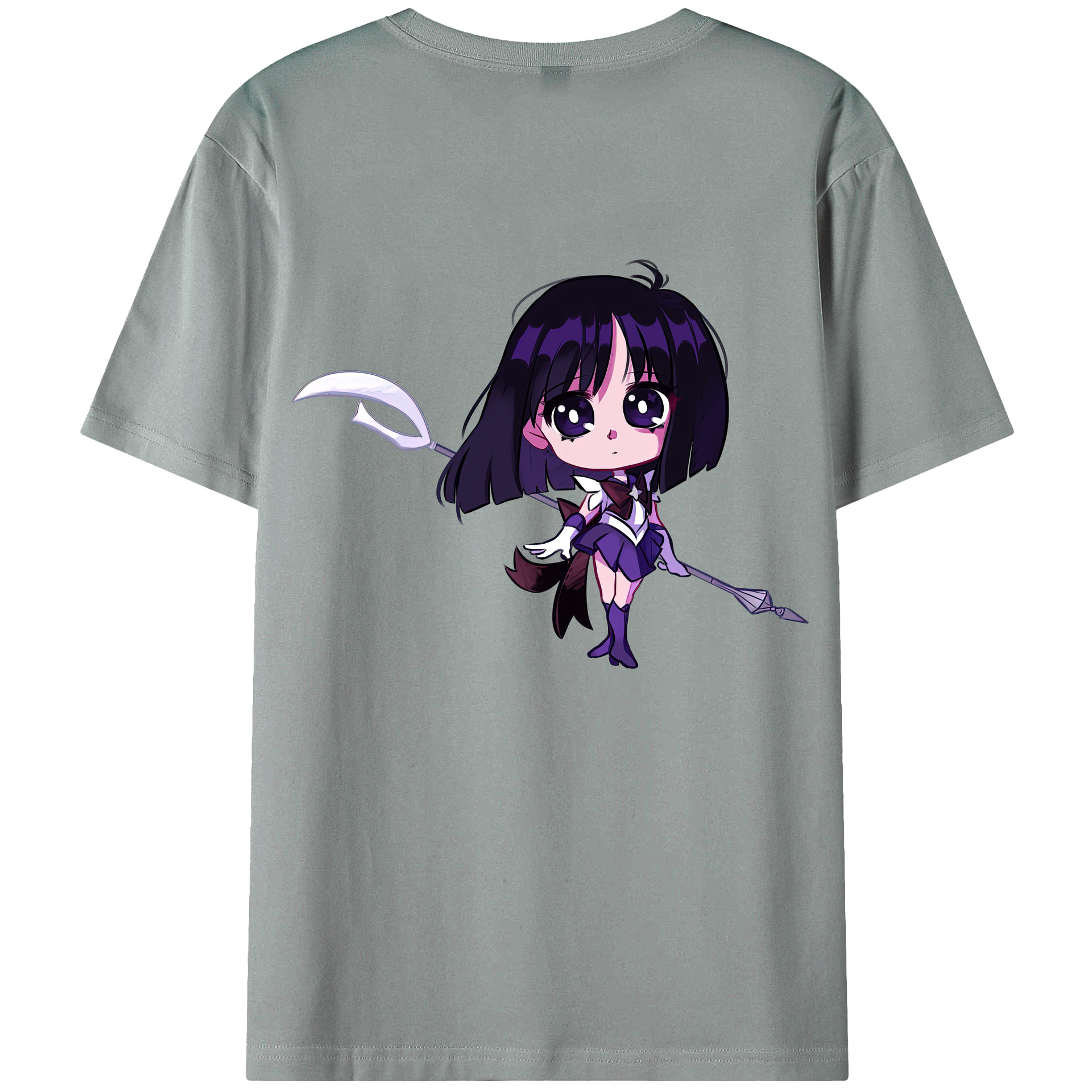 （画像用） 美少女戦士セーラームーン 土萠ほたる Sailor Moon Tomoe Hotaru （セーラーサターン；Sailor Saturn） 綿100％ メンズ半袖Tシャツ（バックプリント） 通気性